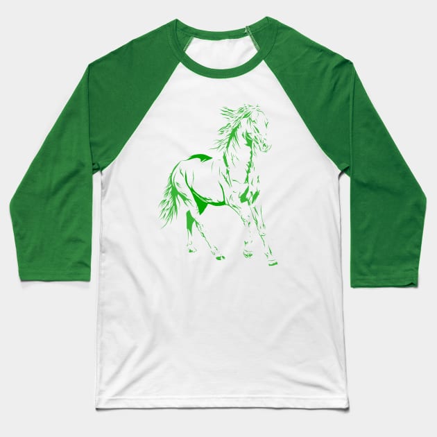 Green Horse Baseball T-Shirt by Danispolez_illustrations